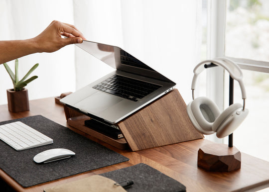 macbook pro on a laptop stand