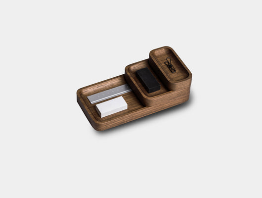 Oakywood Catchall Tray Mini Bundle in walnut – stylish dark wood trays for keeping your workspace organized | walnut