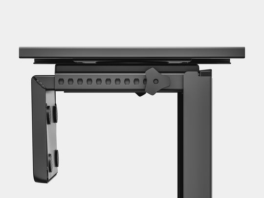 oakywood cpu desk mount in black closeup | black