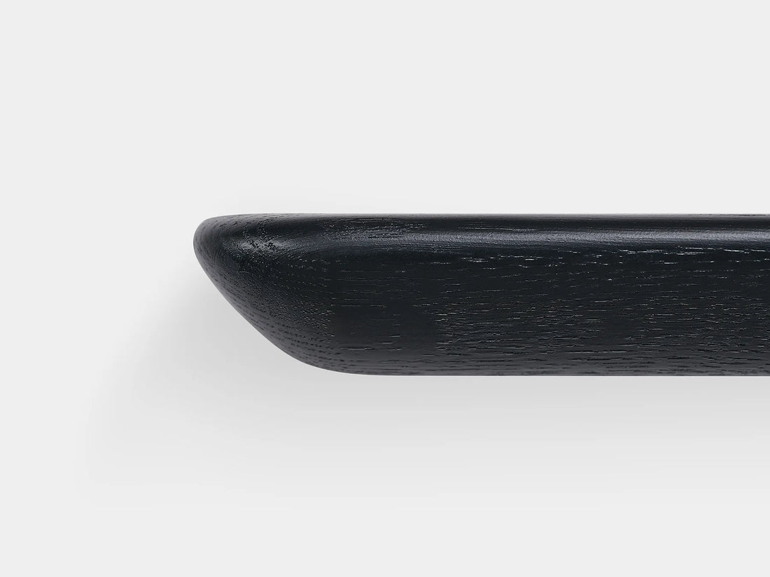 oakywood black wooden shelf details | black,