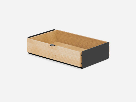 oakywood oak modular drawer with black base | oak, single drawer, black