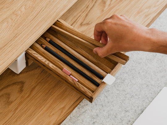 oakywood oak penholder set in a drawer | ,