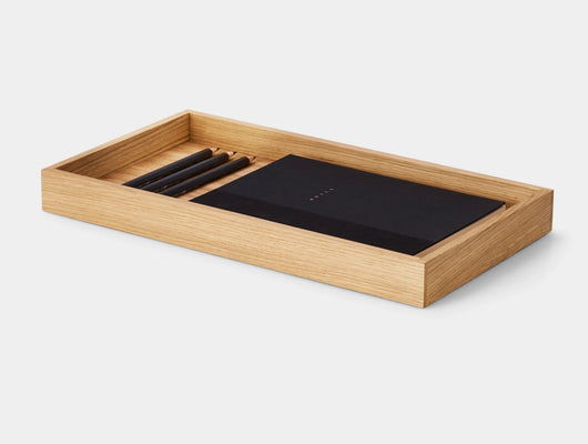 Oakywood Valet Tray in oak – elegant wooden tray for organizing desk essentials | oak, large