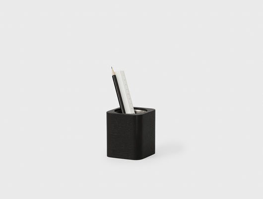 oakywood black wooden cubic pot with pencil | black