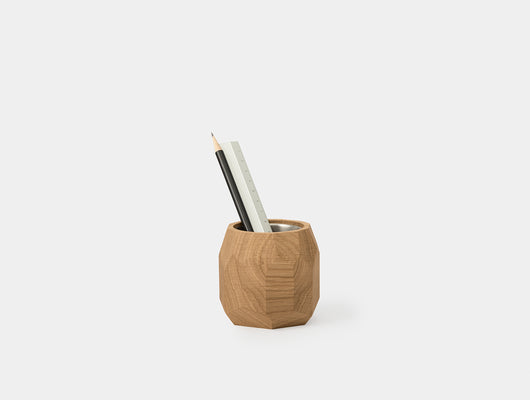 oakywood oak wooden geometric pot with pencil | oak