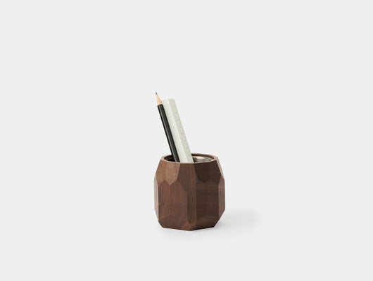 oakywood walnut wooden geometric pot with pencil | walnut