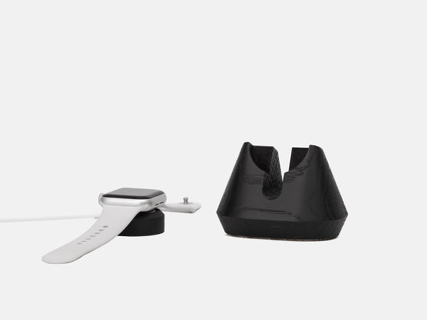 black magnetic charging apple watch stand - alternative mode | black
