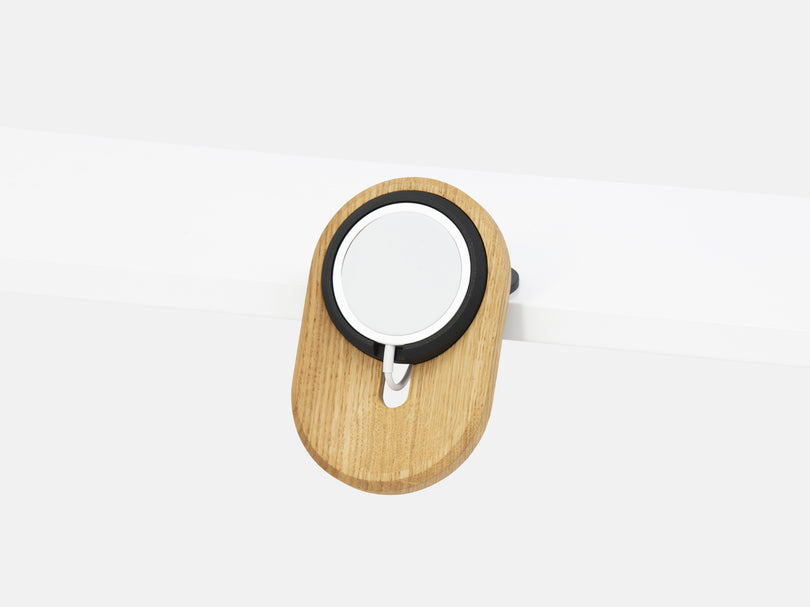 oak magsafe iphone desk shelf mount - mounted | oak