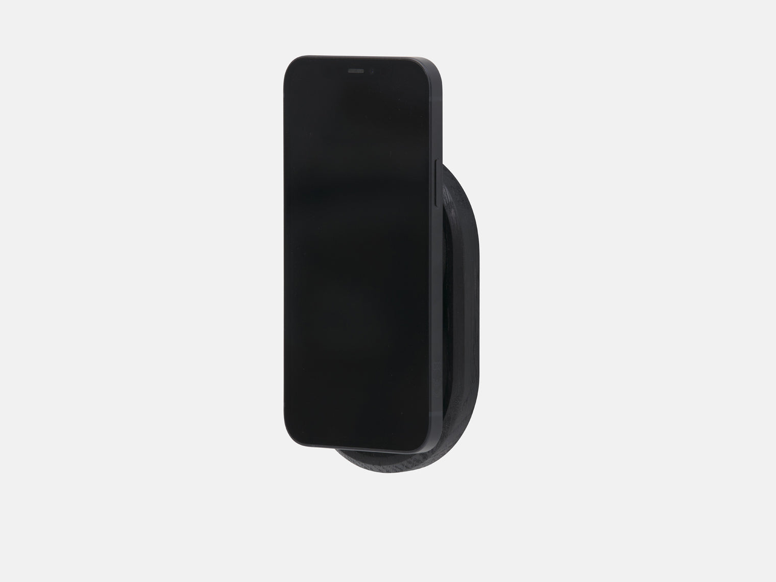 black magsafe iphone wall mount - with phone | black