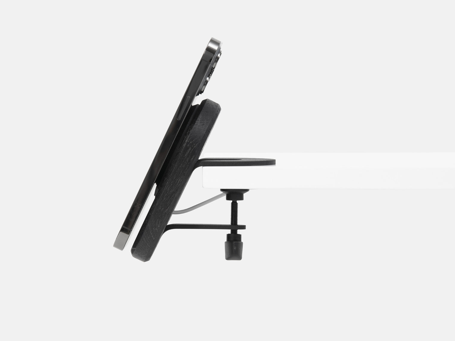 black magsafe iphone desk shelf mount - side | black