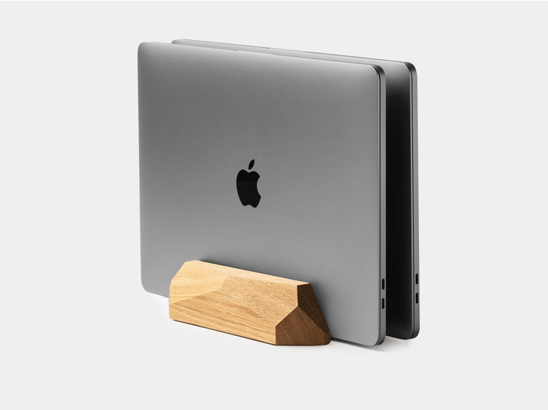 oakywood oak wooden dual laptop stand