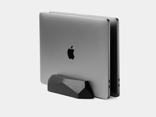 oakywood black wooden dual laptop stand | black