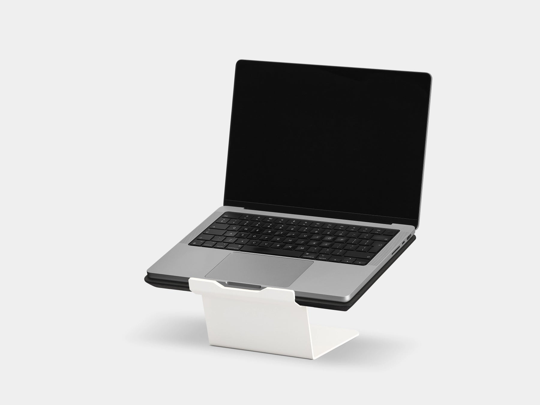 Wooden laptop stand on a white background | black, white