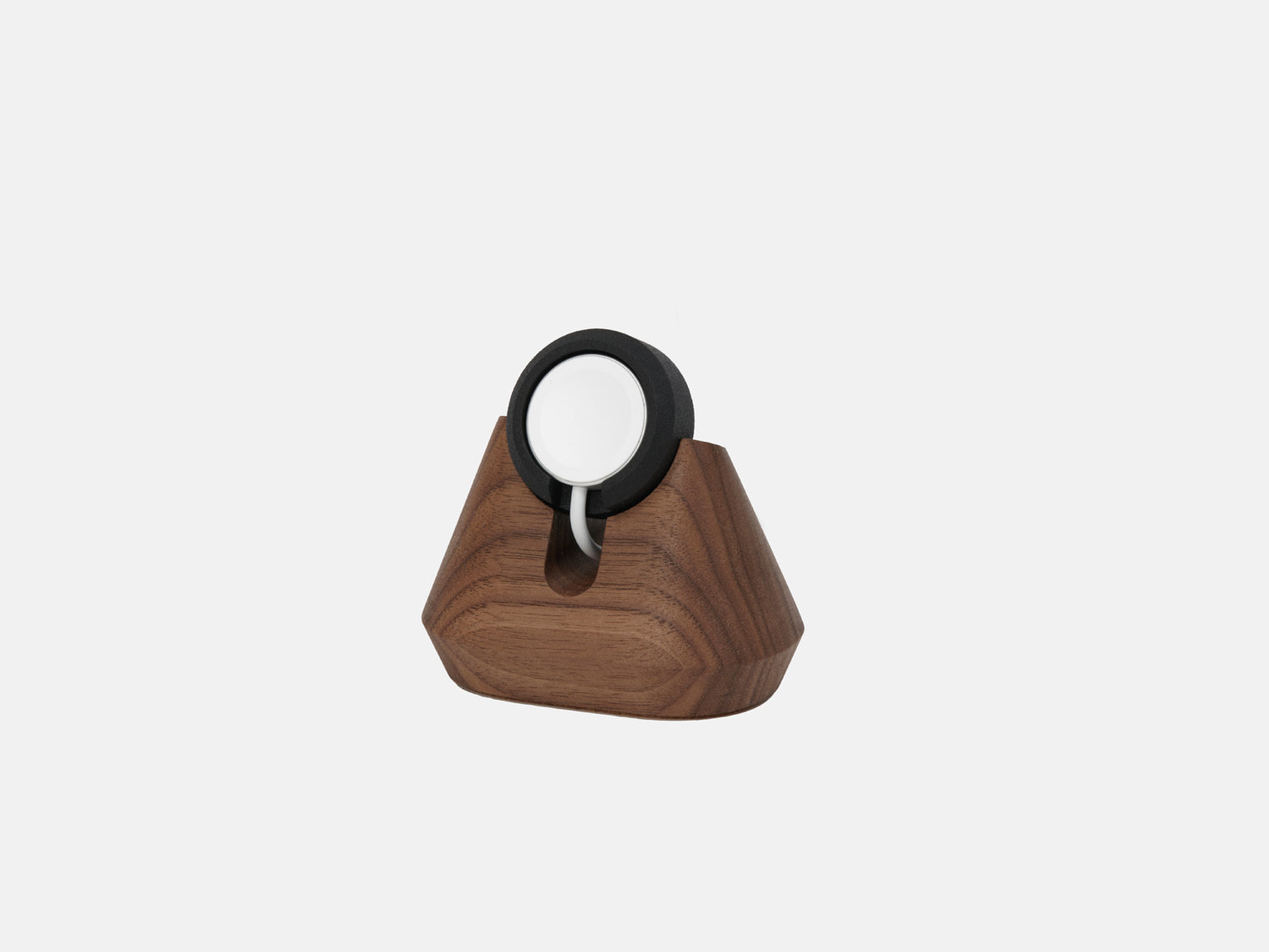 walnut magnetic charging apple watch stand - front | walnut