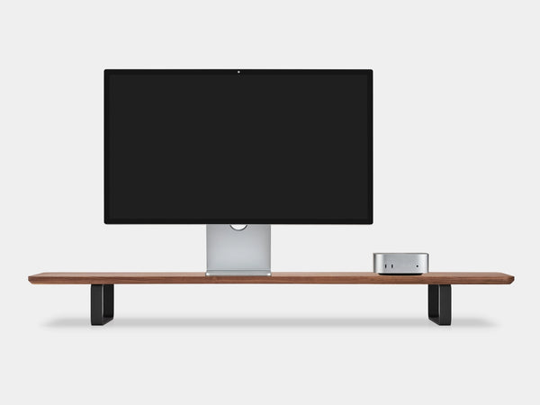 walnut desk shelf with black legs | walnut, black