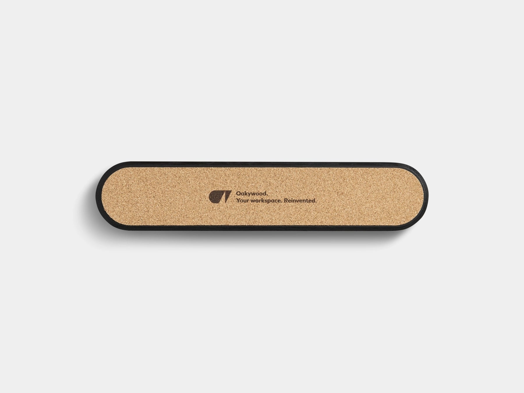Oakywood to-do desk kit is lined with cork  with a logo engraved on it | black