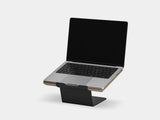 Wooden laptop stand on a white background | oak veneer, black