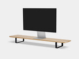 Apple display studio on oakywood desk shelf | light oak, black