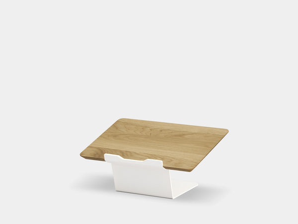 Wooden laptop stand on a white background | oak, white