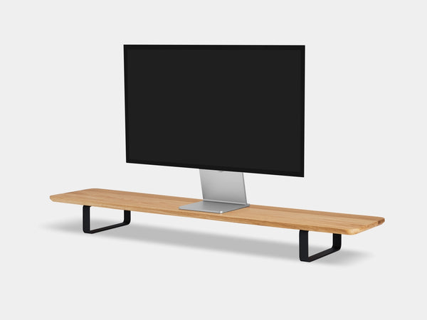oak desk shelf with black legs - front | oak, black