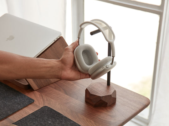 Headphone Stand Wood Headphone Holder Nature Wood Desktop Earphone
