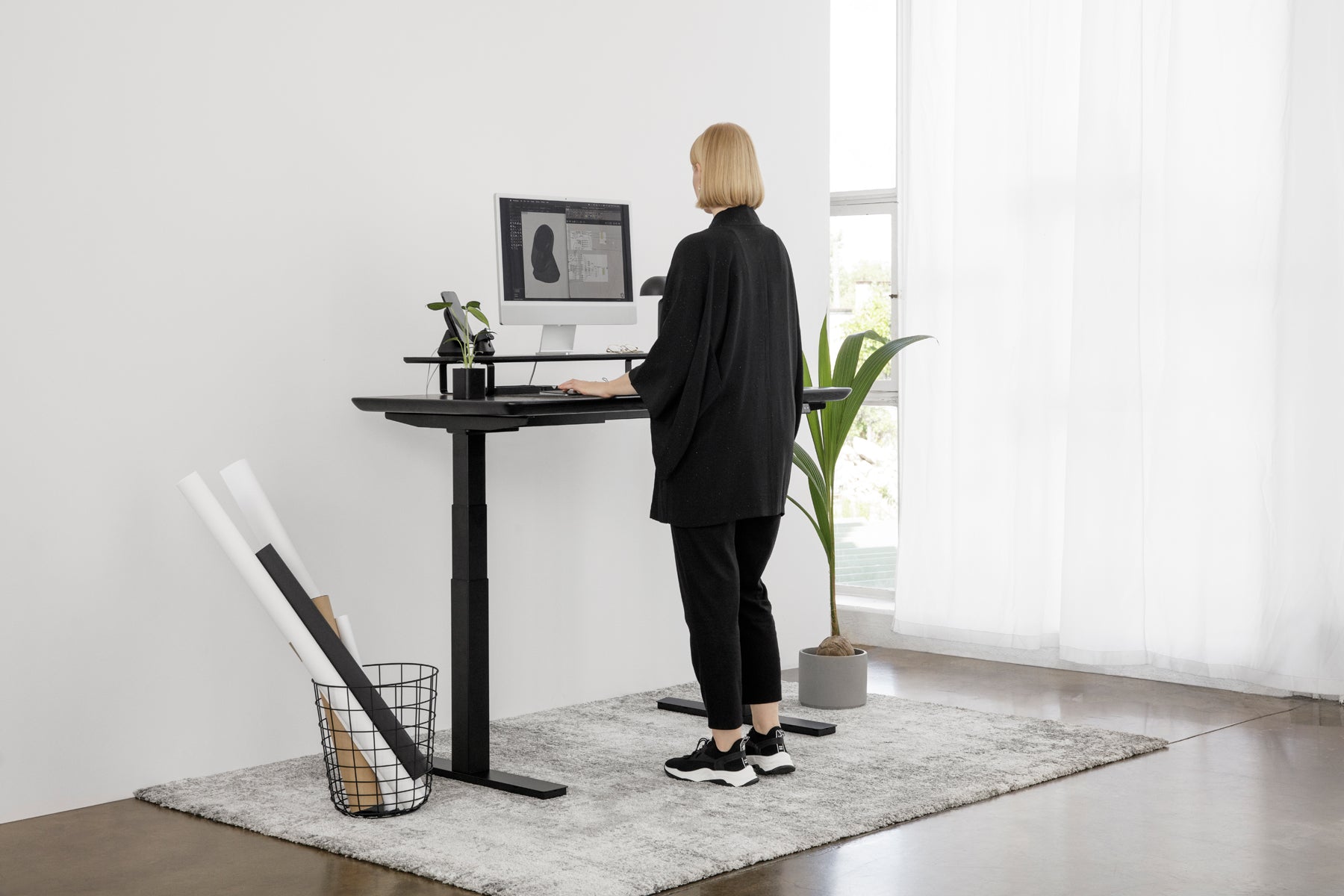 Solid wood online sit stand desk