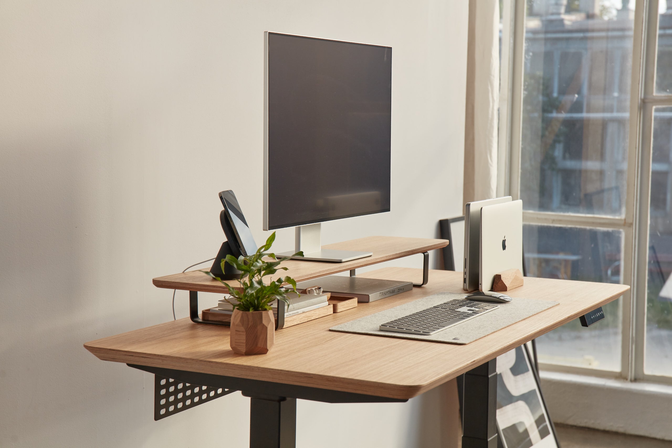 Long wood store desk