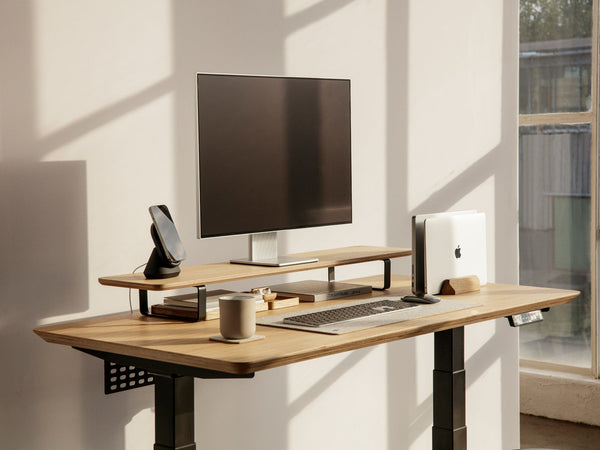 oakywood oak veneer standing desk setup | oak veneer, , 
