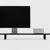 black wooden desk shelf with black legs - front | black, black