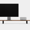 walnut veneer desk shelf with black legs - front | walnut veneer, black