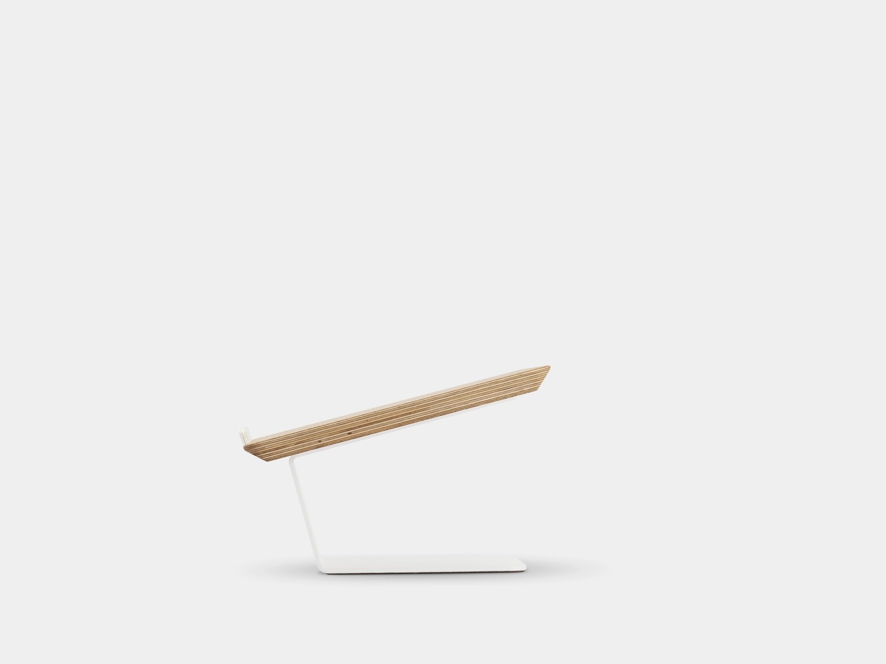 Wooden laptop stand on a white background | oak veneer, white