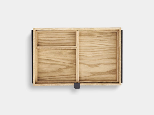 Wooden box with a divided interior on a white background | oak,