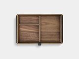 Wooden box with a divided interior on a white background | walnut,
