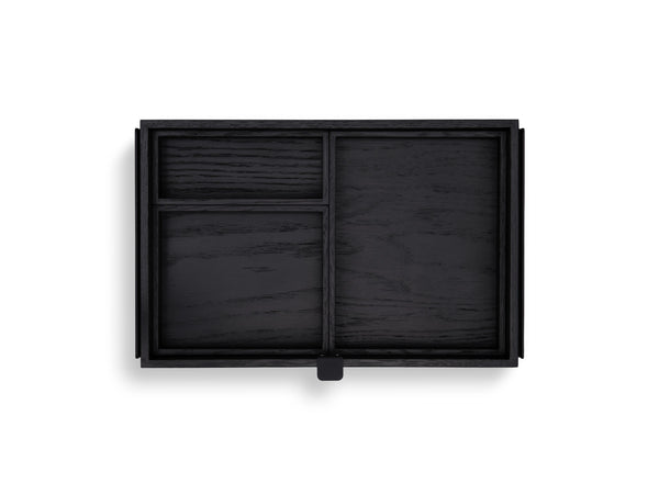Wooden box with a divided interior on a white background | black,