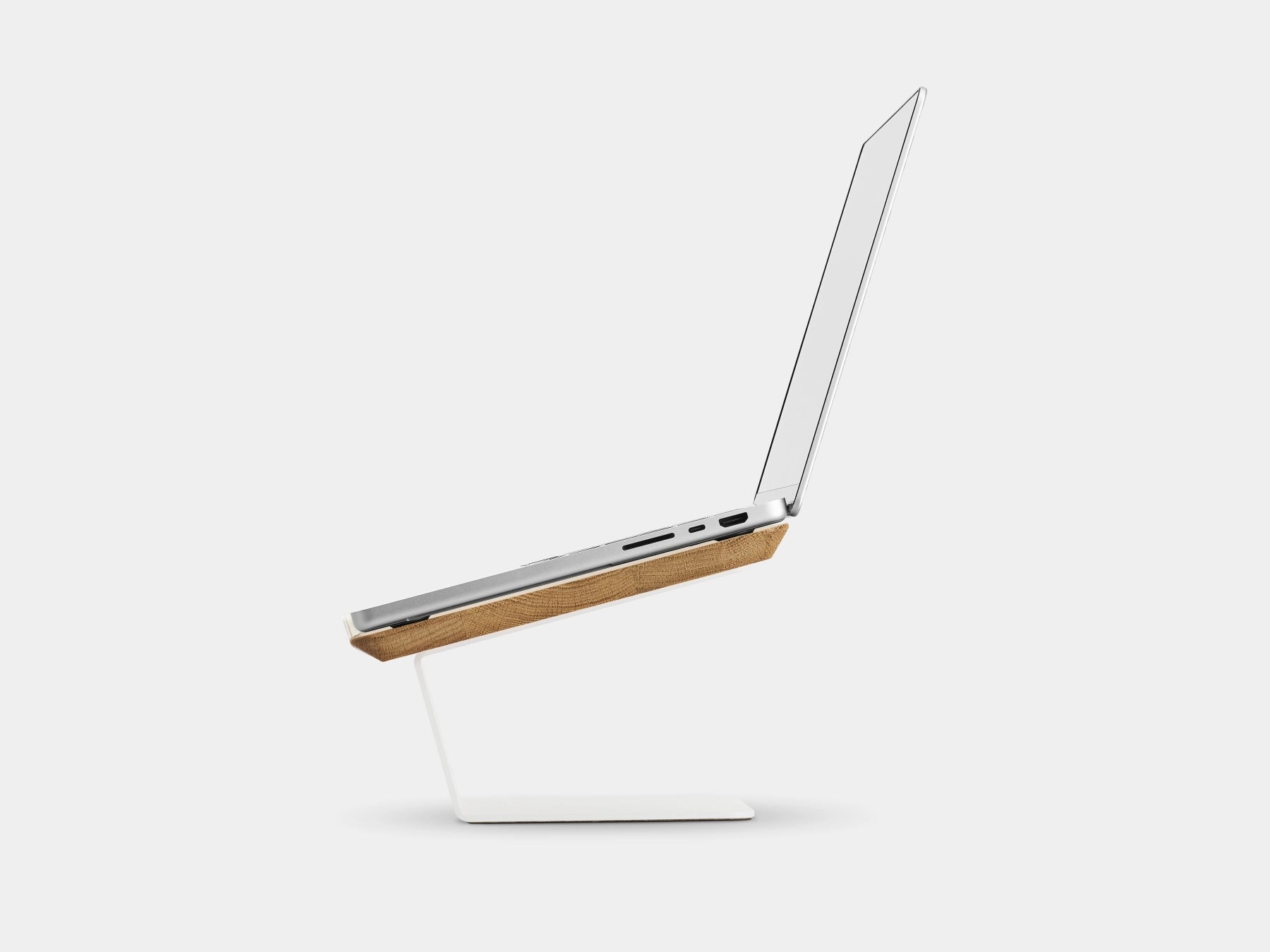 Wooden laptop stand on a white background | oak, white