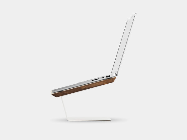 Wooden laptop stand on a white background | walnut, white