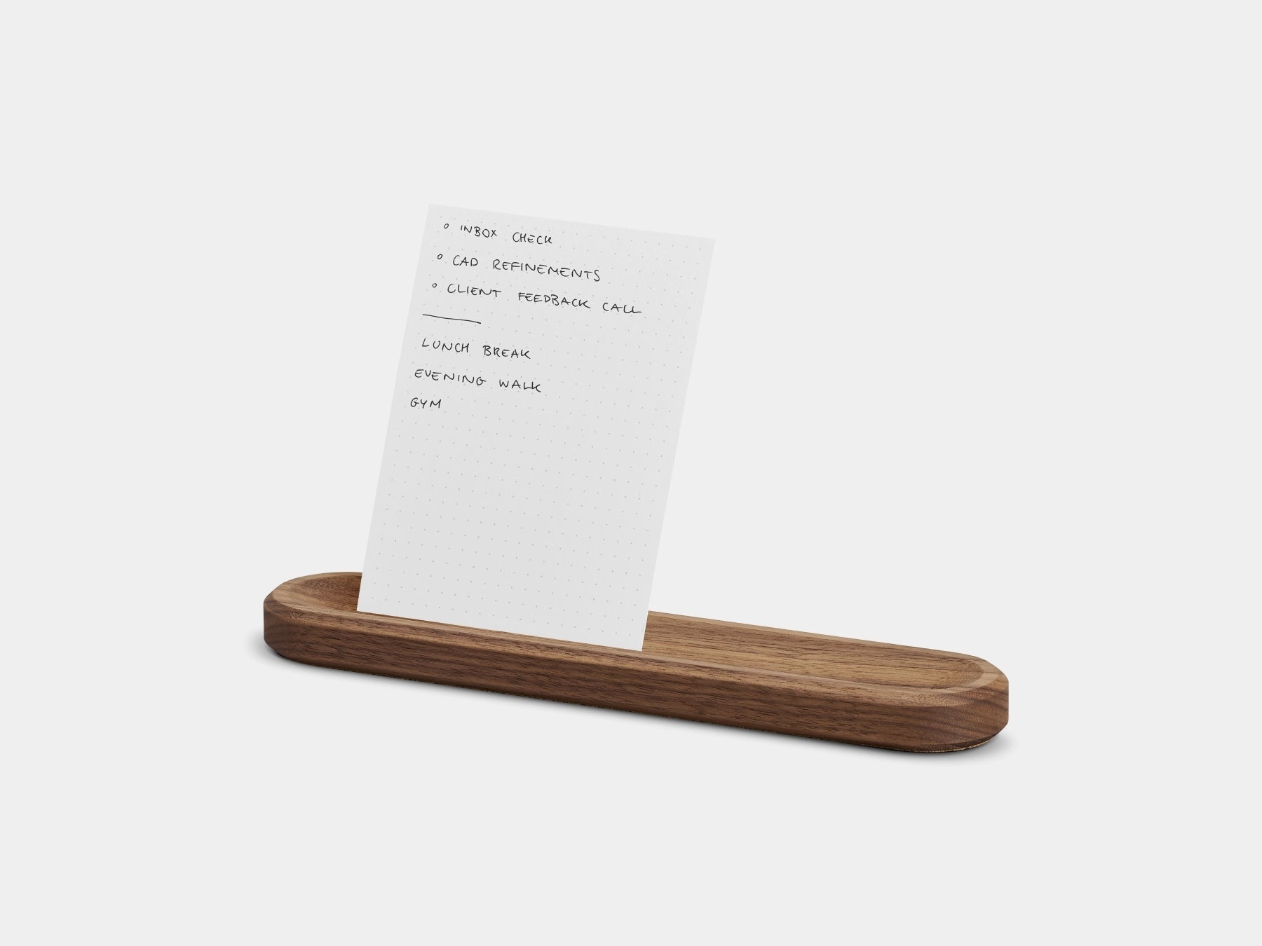oakywood to-do desk kit a tray with a white card on a white background | walnut