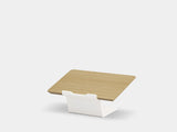 Wooden laptop stand on a white background | oak veneer, white
