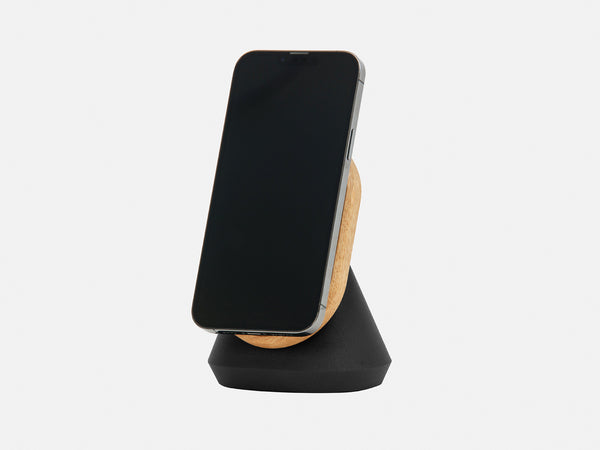 oak magsafe iphone stand - in use | oak