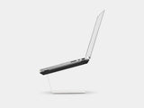 Wooden laptop stand on a white background | black, white
