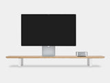 Apple display studio  and mac mini desk setup on oakywood desk shelf | light oak, white