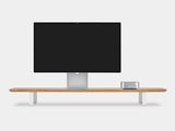 oak veneer desk shelf with white legs - front | oak veneer, white