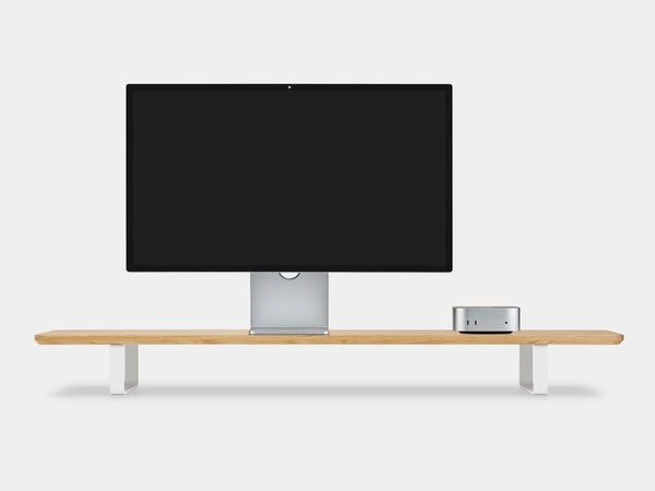 oak desk shelf with white legs - front | oak, white