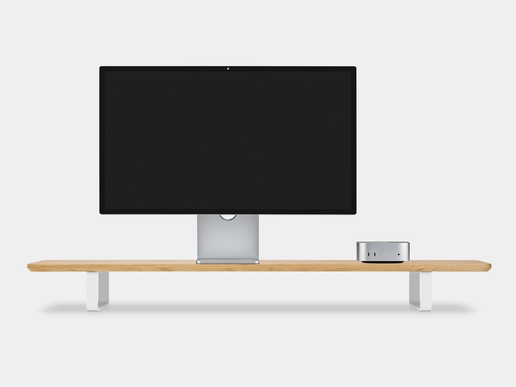 oak desk shelf with white legs - front | oak, white