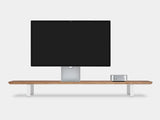 walnut veneer desk shelf with white legs - front | walnut veneer, white