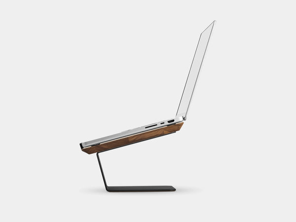 Wooden laptop stand on a white background | walnut, black