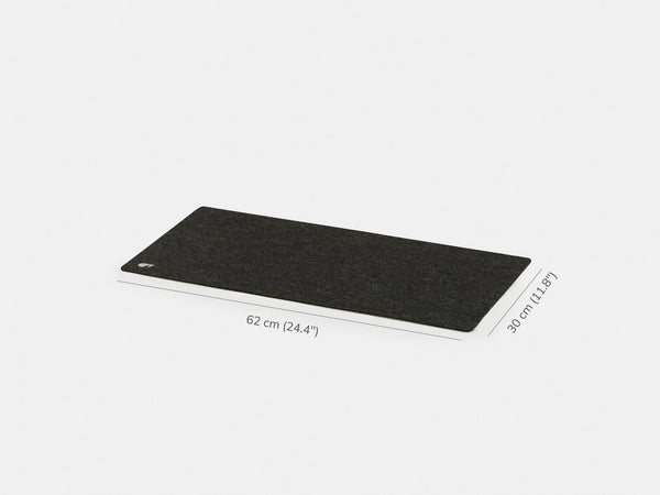 Black keyboard tray with measurements on a white background oakywood small mat anthracite | anthracite, 62x30