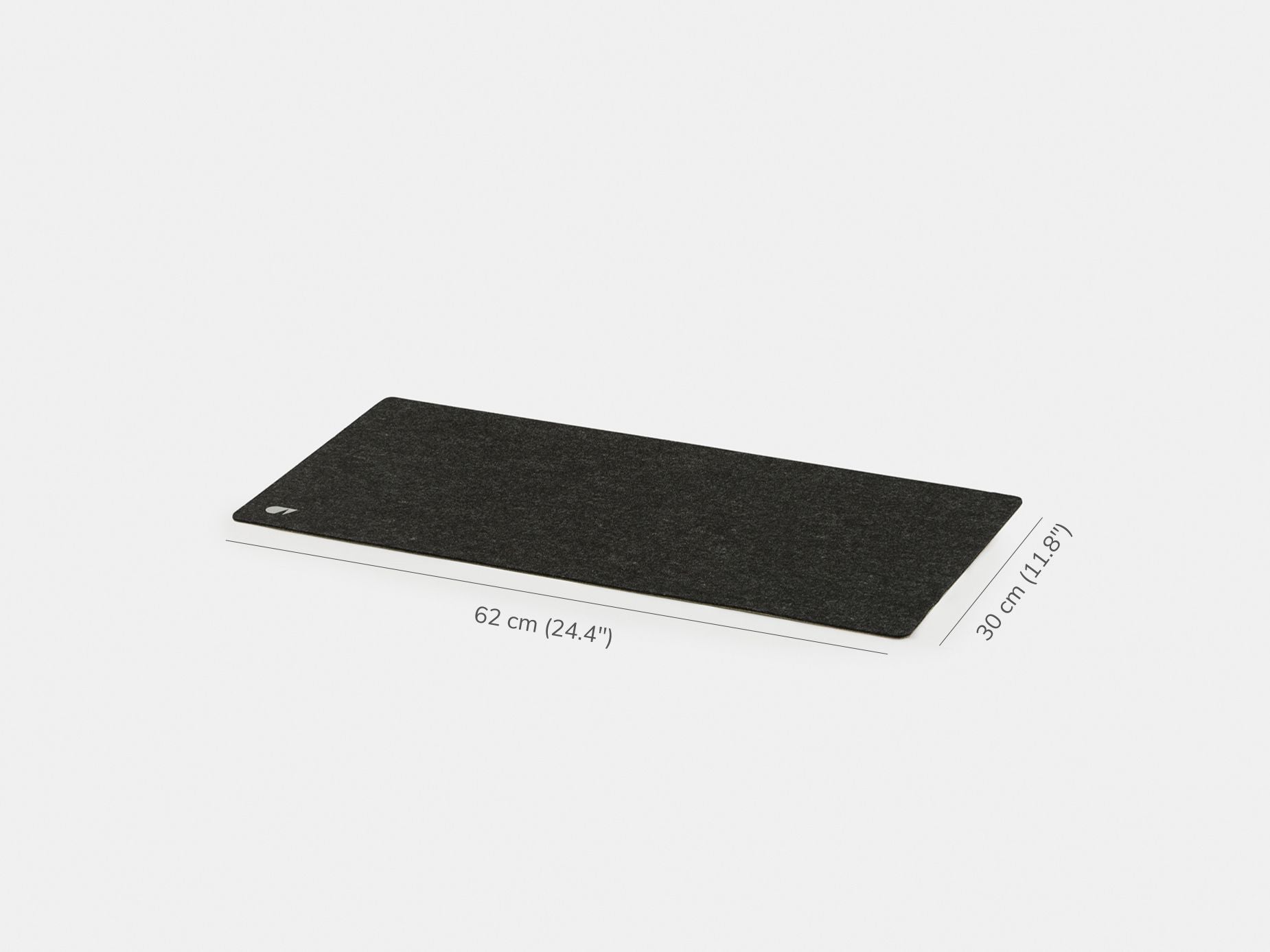 Black keyboard tray with measurements on a white background oakywood small mat anthracite | anthracite, 62x30