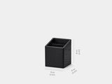 Black rectangular planter with dimensions on a white background | black