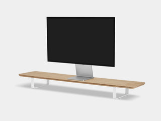 oak veneer desk shelf with white legs - front | oak veneer, white
